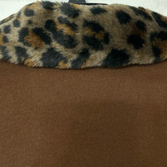 Vintage A. Brod Faux Fur Collar Swing Cape Poncho Brown Made in USA One Size - Picture 7 of 8